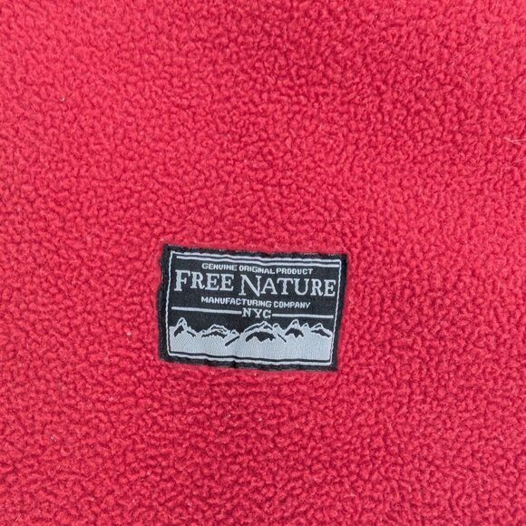 Free Nature Hoodie Men's L Red Geometric Fleece Quarter Zip Casual Long Sleeve - Picture 2 of 7